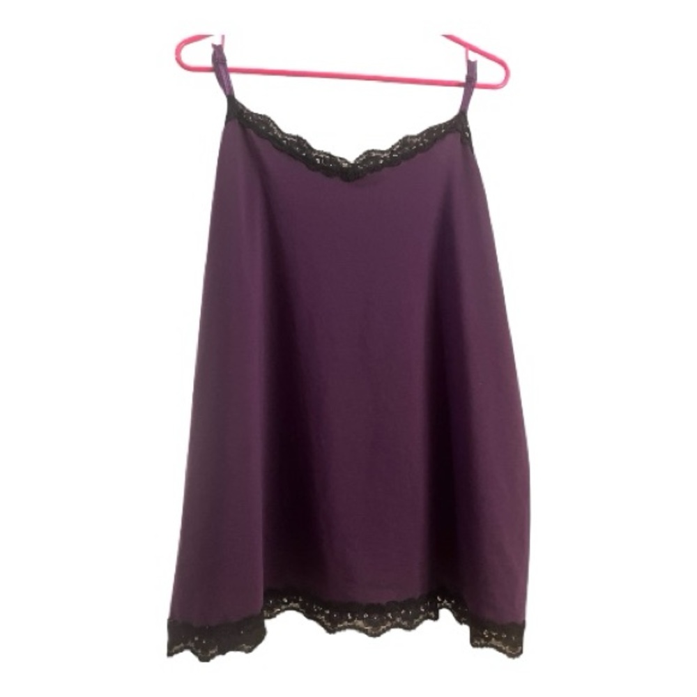 Vintage Purple With Black Lace Trim Adjustable Cami Lane Bryant Size 2X
